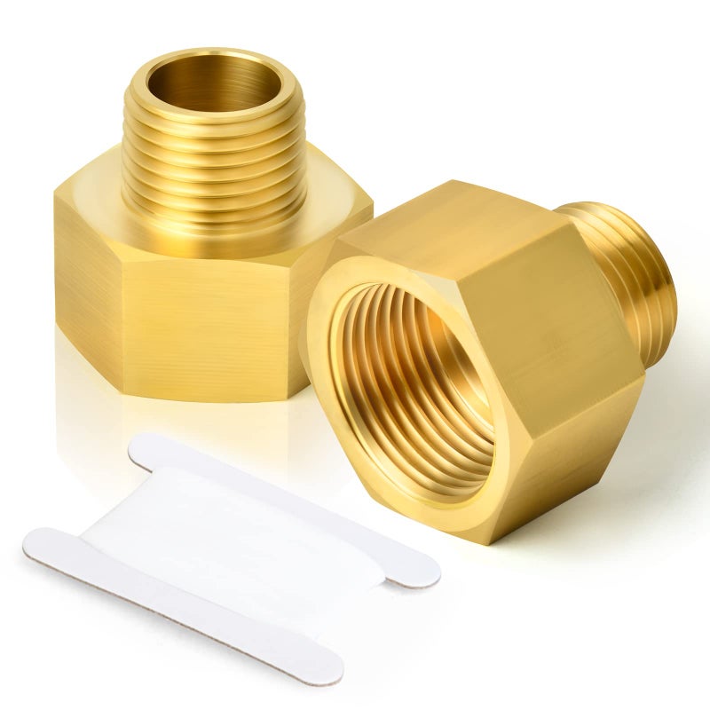TAISHER 2PCS Brass Pipe Fitting, Reducer Adapter, 1/4-Inch Male Pipe x 3/8-Inch Female Pipe - Image 1